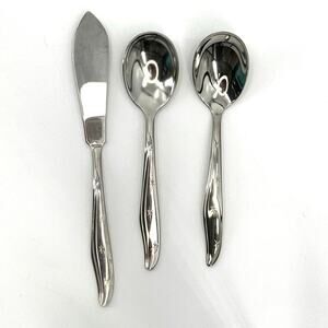 MARCREST Set of 3 Atomic Starburst MCM Sugar Spoons Butter Knife Stainless USA